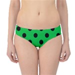 Polka Dots - Black on Dark Pastel Green Hipster Bikini Bottoms