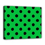 Polka Dots - Black on Dark Pastel Green Deluxe Canvas 24  x 20  (Stretched)