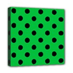 Polka Dots - Black on Dark Pastel Green Mini Canvas 8  x 8  (Stretched)