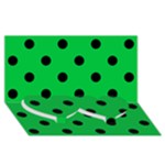 Polka Dots - Black on Dark Pastel Green Twin Heart Bottom 3D Greeting Card (8x4)
