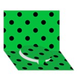 Polka Dots - Black on Dark Pastel Green Circle Bottom 3D Greeting Card (7x5)