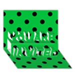 Polka Dots - Black on Dark Pastel Green YOU ARE INVITED 3D Greeting Card (7x5)