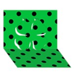 Polka Dots - Black on Dark Pastel Green Clover 3D Greeting Card (7x5)