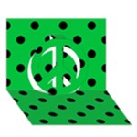 Polka Dots - Black on Dark Pastel Green Peace Sign 3D Greeting Card (7x5)
