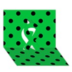 Polka Dots - Black on Dark Pastel Green Ribbon 3D Greeting Card (7x5)