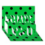 Polka Dots - Black on Dark Pastel Green THANK YOU 3D Greeting Card (7x5)