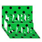 Polka Dots - Black on Dark Pastel Green TAKE CARE 3D Greeting Card (7x5)