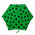 Polka Dots - Black on Dark Pastel Green Mini Umbrella