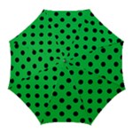 Polka Dots - Black on Dark Pastel Green Golf Umbrella