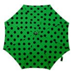 Polka Dots - Black on Dark Pastel Green Hook Handle Umbrella (Large)