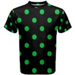 Polka Dots - Dark Pastel Green on Black Men s Cotton Tee