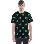 Polka Dots - Dark Pastel Green on Black Men s Sport Mesh Tee