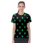 Polka Dots - Dark Pastel Green on Black Women s Sport Mesh Tee