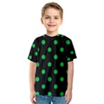 Polka Dots - Dark Pastel Green on Black Kid s Sport Mesh Tee