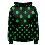 Polka Dots - Dark Pastel Green on Black Women s Pullover Hoodie