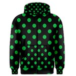Polka Dots - Dark Pastel Green on Black Men s Zipper Hoodie
