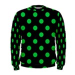 Polka Dots - Dark Pastel Green on Black Men s Sweatshirt