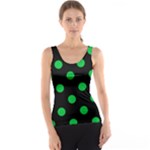 Polka Dots - Dark Pastel Green on Black Tank Top