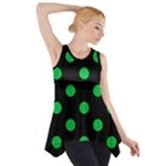 Polka Dots - Dark Pastel Green on Black Side Drop Tank Tunic