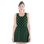 Polka Dots - Dark Pastel Green on Black Scoop Neck Skater Dress