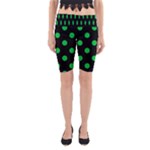 Polka Dots - Dark Pastel Green on Black Yoga Cropped Leggings
