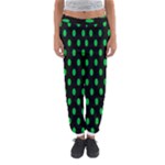 Polka Dots - Dark Pastel Green on Black Women s Jogger Sweatpants
