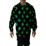 Polka Dots - Dark Pastel Green on Black Hooded Wind Breaker (Kids)