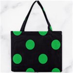 Polka Dots - Dark Pastel Green on Black Mini Tote Bag