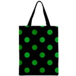 Polka Dots - Dark Pastel Green on Black Zipper Classic Tote Bag