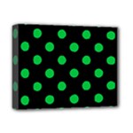 Polka Dots - Dark Pastel Green on Black Deluxe Canvas 14  x 11  (Stretched)