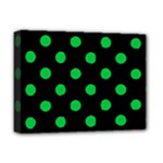 Polka Dots - Dark Pastel Green on Black Deluxe Canvas 16  x 12  (Stretched)