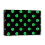 Polka Dots - Dark Pastel Green on Black Deluxe Canvas 18  x 12  (Stretched)