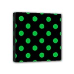 Polka Dots - Dark Pastel Green on Black Mini Canvas 4  x 4  (Stretched)