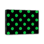 Polka Dots - Dark Pastel Green on Black Mini Canvas 7  x 5  (Stretched)