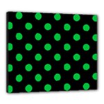 Polka Dots - Dark Pastel Green on Black Canvas 24  x 20  (Stretched)
