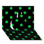 Polka Dots - Dark Pastel Green on Black Apple 3D Greeting Card (7x5)
