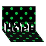 Polka Dots - Dark Pastel Green on Black HOPE 3D Greeting Card (7x5)
