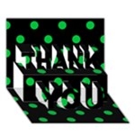Polka Dots - Dark Pastel Green on Black THANK YOU 3D Greeting Card (7x5)