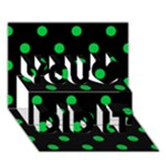 Polka Dots - Dark Pastel Green on Black You Did It 3D Greeting Card (7x5)