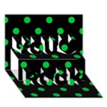 Polka Dots - Dark Pastel Green on Black You Rock 3D Greeting Card (7x5)
