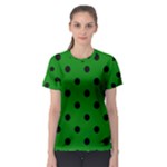 Polka Dots - Black on Green Women s Sport Mesh Tee