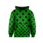 Polka Dots - Black on Green Kid s Pullover Hoodie