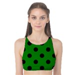 Polka Dots - Black on Green Tank Bikini Top