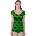 Polka Dots - Black on Green Boyleg Leotard (Ladies)
