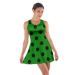 Polka Dots - Black on Green Cotton Racerback Dress