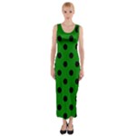 Polka Dots - Black on Green Fitted Maxi Dress