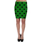 Polka Dots - Black on Green Bodycon Skirt