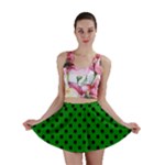 Polka Dots - Black on Green Mini Skirt