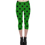 Polka Dots - Black on Green Capri Leggings