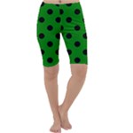 Polka Dots - Black on Green Cropped Leggings